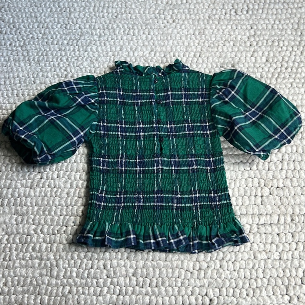 Janie and Jack Blue and Green Plaid Shirt